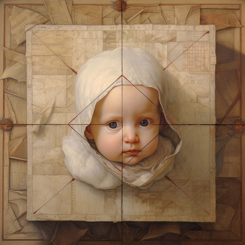 Cute illustrated infant in a square