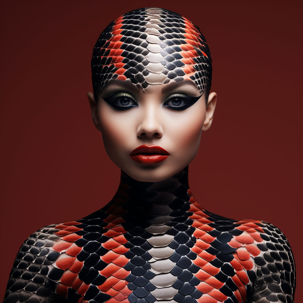 Woman with Snake Scale Makeup