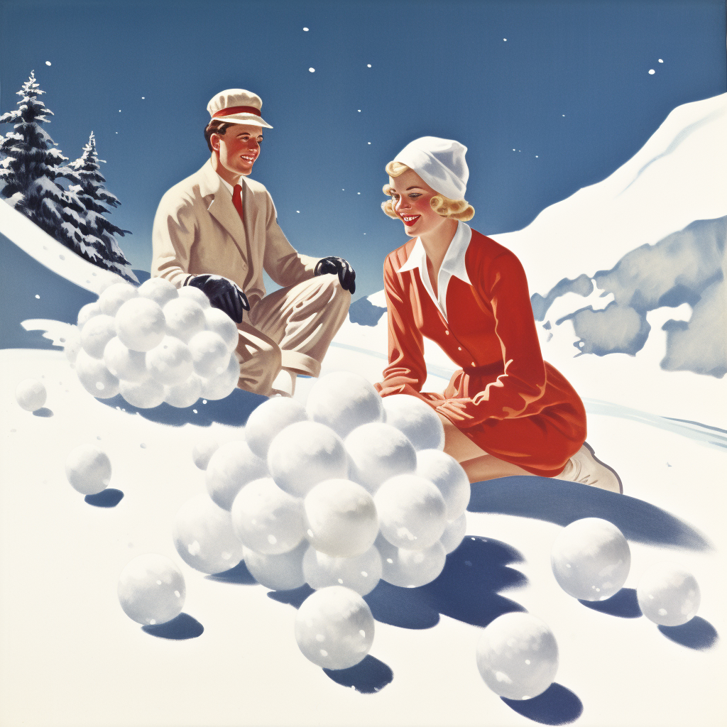 Vintage snowballs on white background