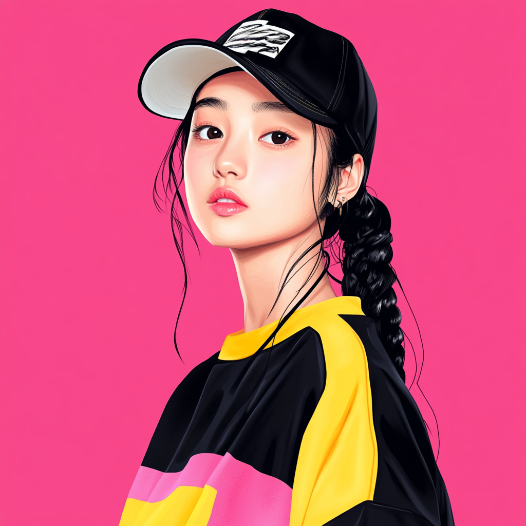 Asian Teenage Girl Black Sweatshirt Illustration