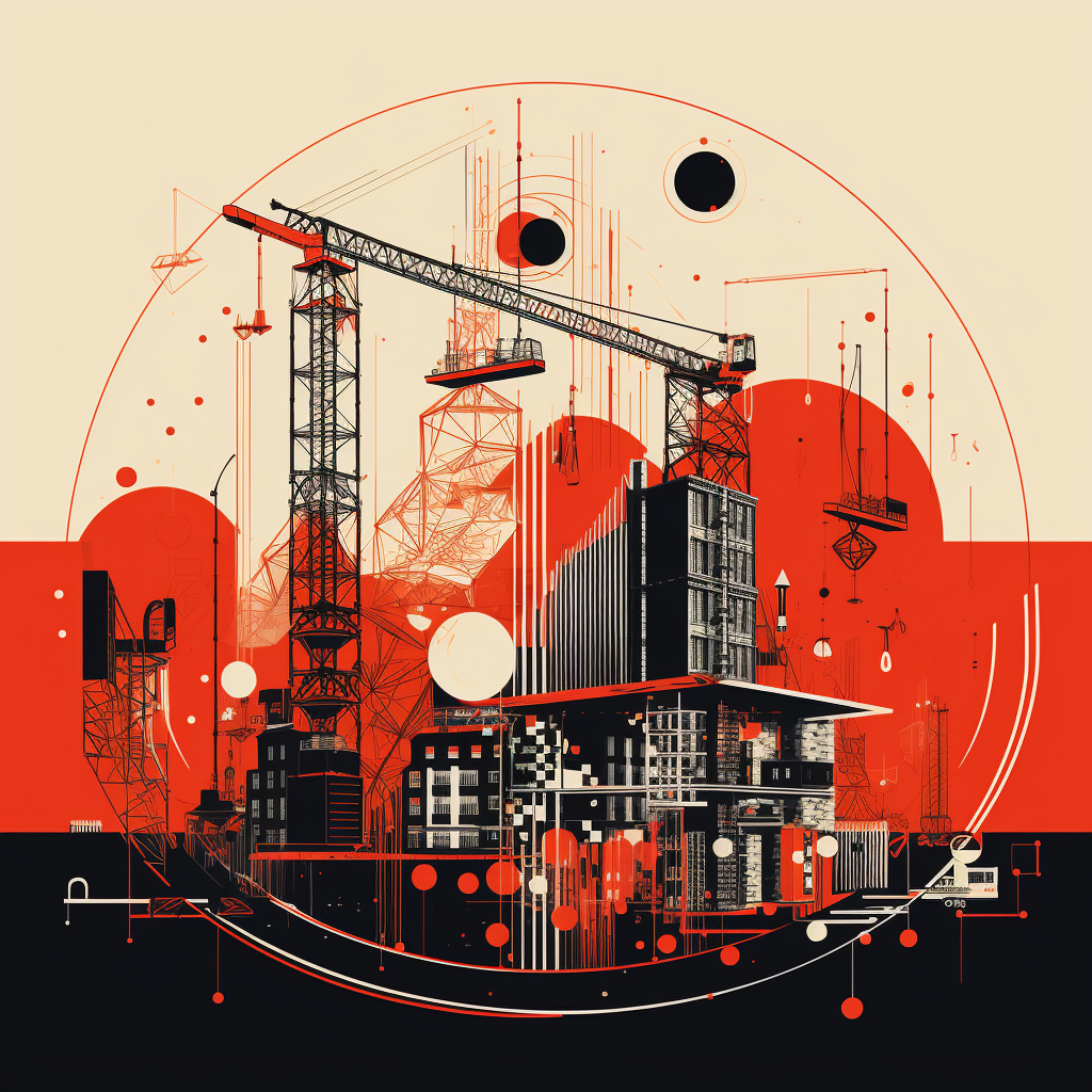 Geometric construction site vector art