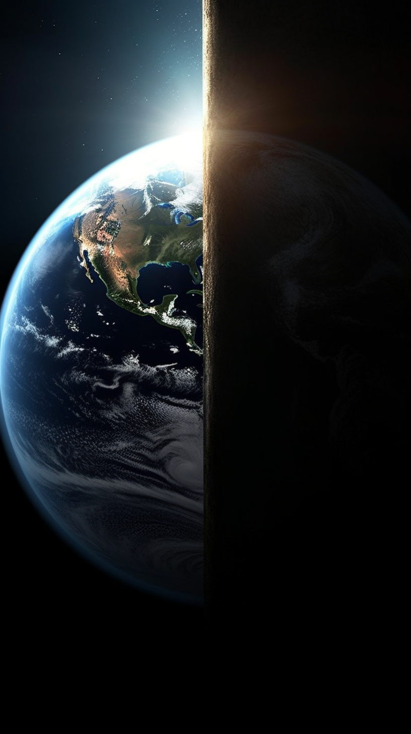 Stunning space artwork with Earth and sun