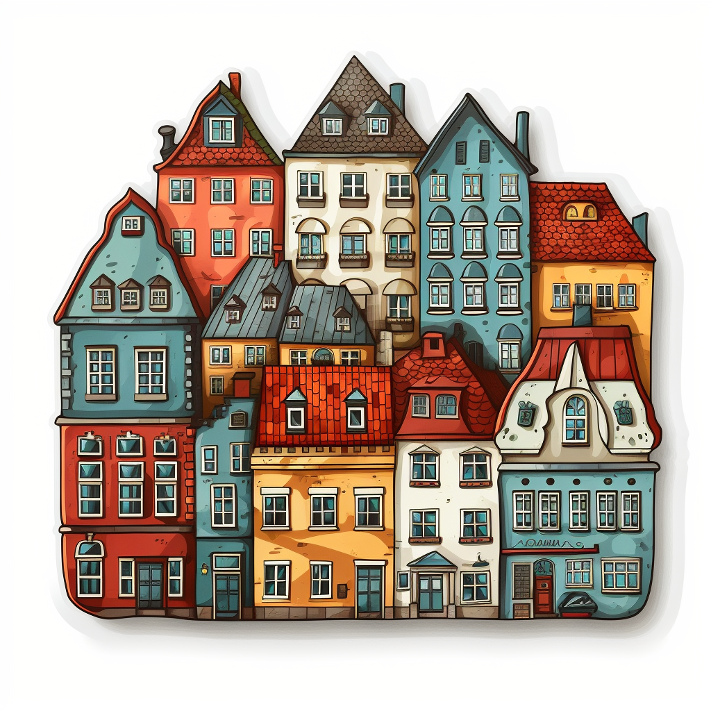 Flat sticker of houses