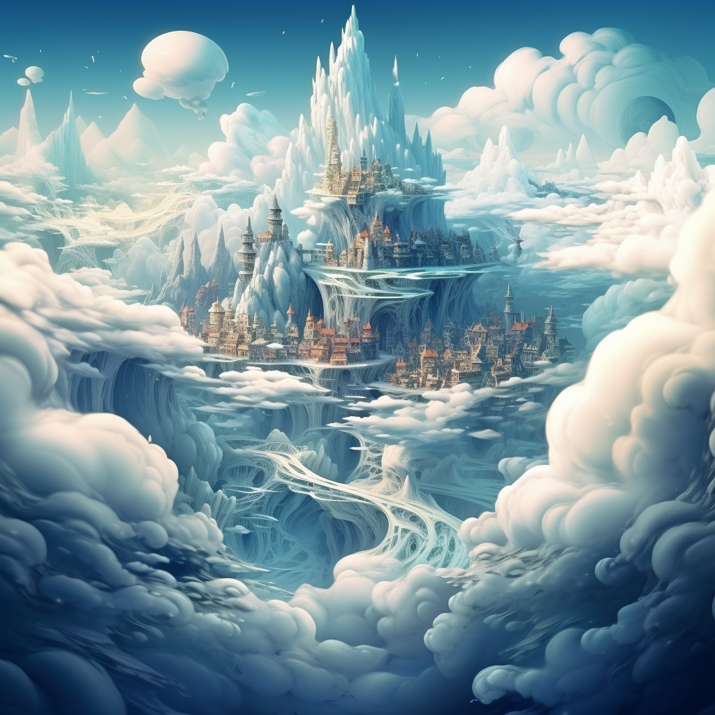 A dreamy world with fluffy clouds