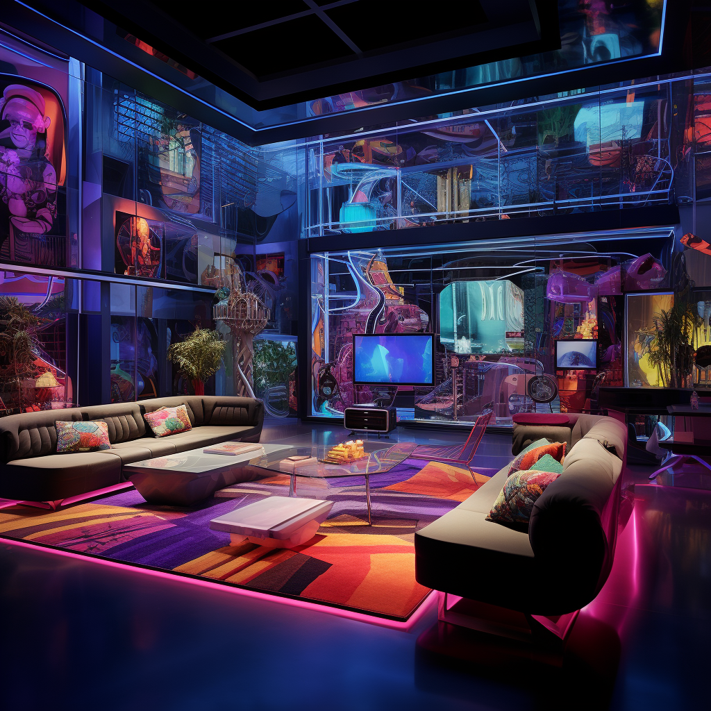 Living space with immersive video walls