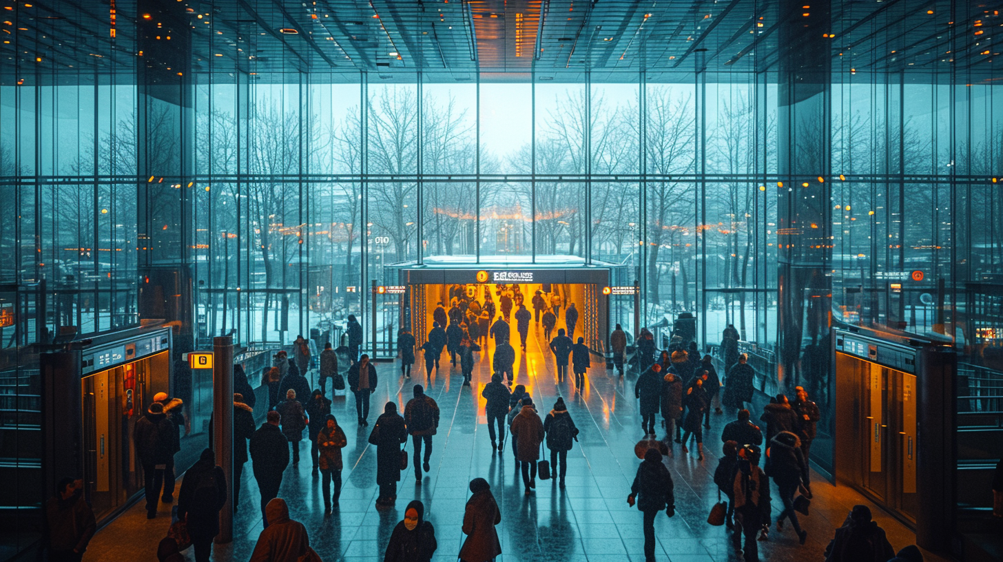 Immigration Line at High-Tech Airport