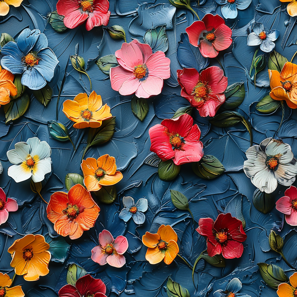 Impasto Flowers on Dark Gray