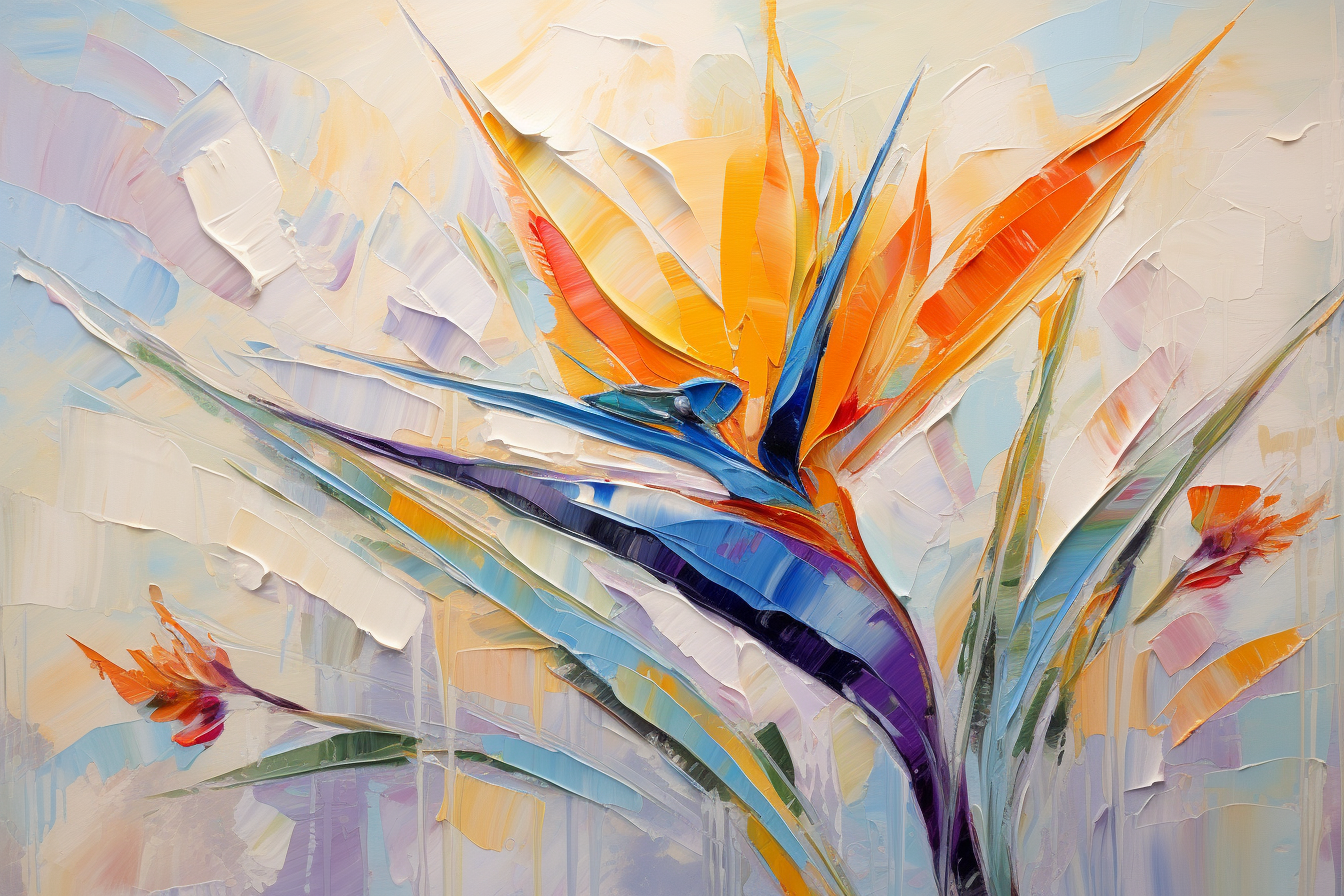 Impressionist Strelitzia Bird of Paradise Flower Painting