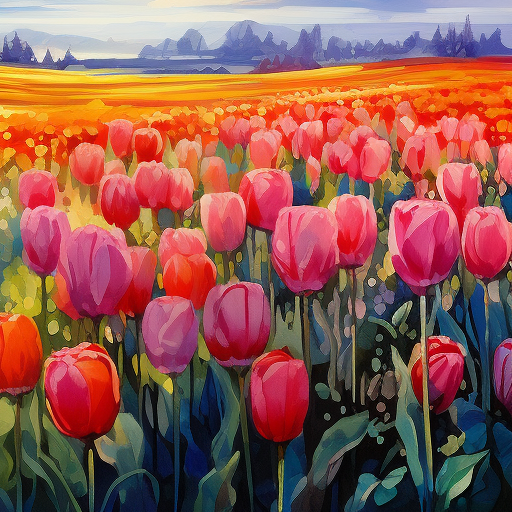 Impressionist Style Tulip Fields - MidJourney Prompt