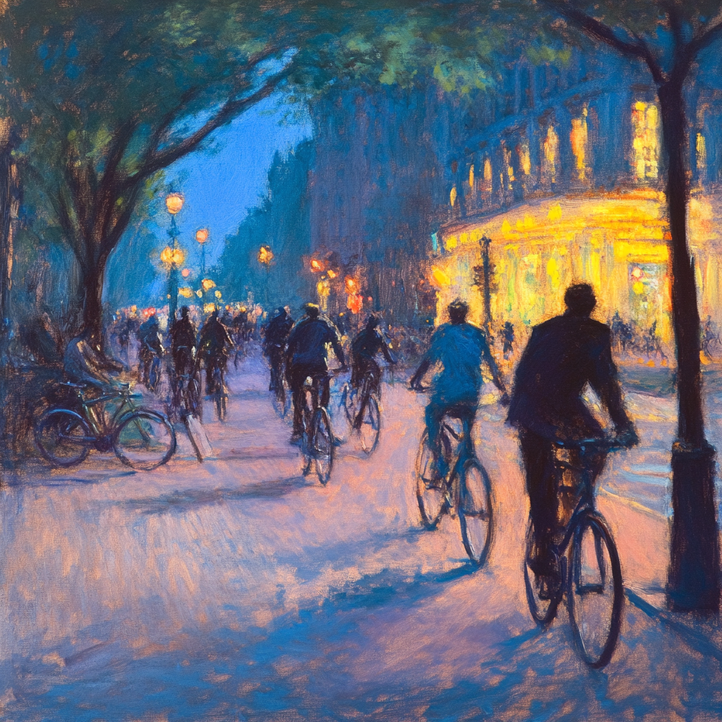 impressionist painting cyclists in washington