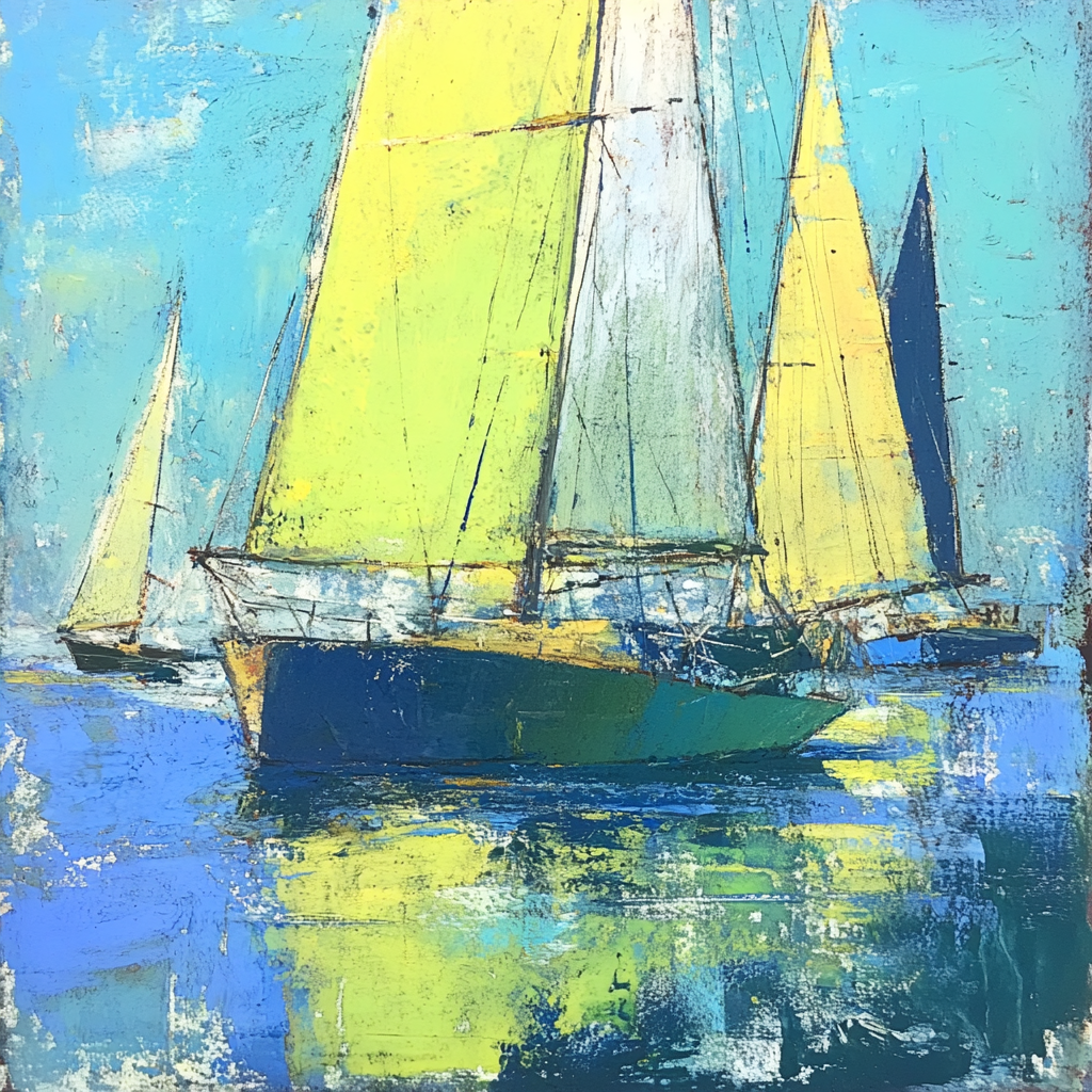 Sailing boats painting by Frank Benson