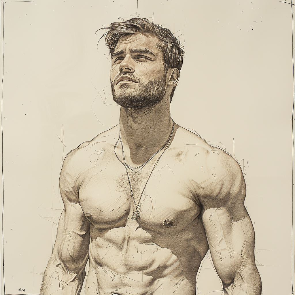 Incomplete Male Torso White Artline