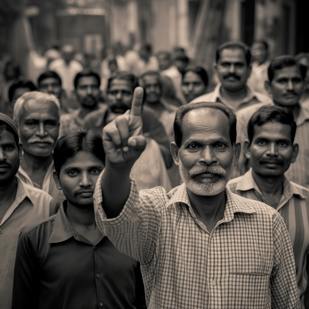 Voters in India showing finger marks