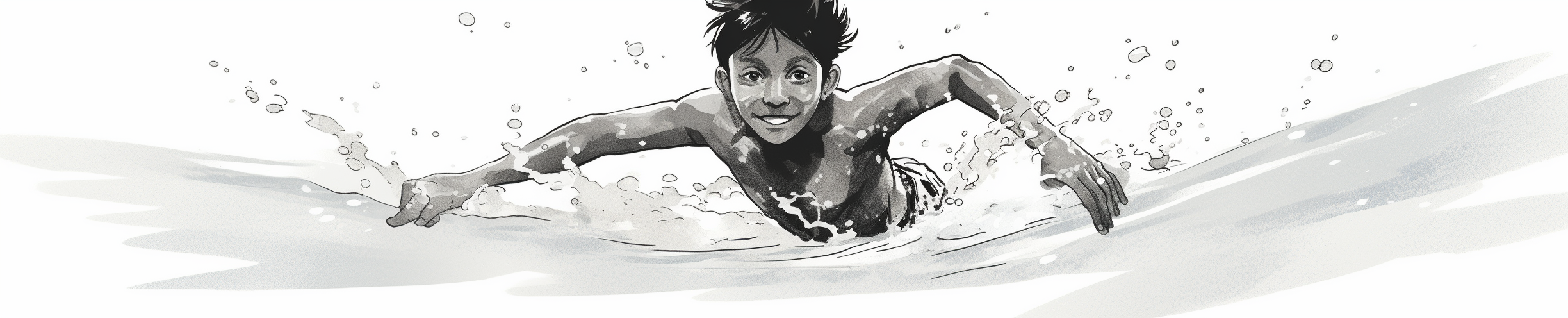 Indian Boy Swimming Cartoon