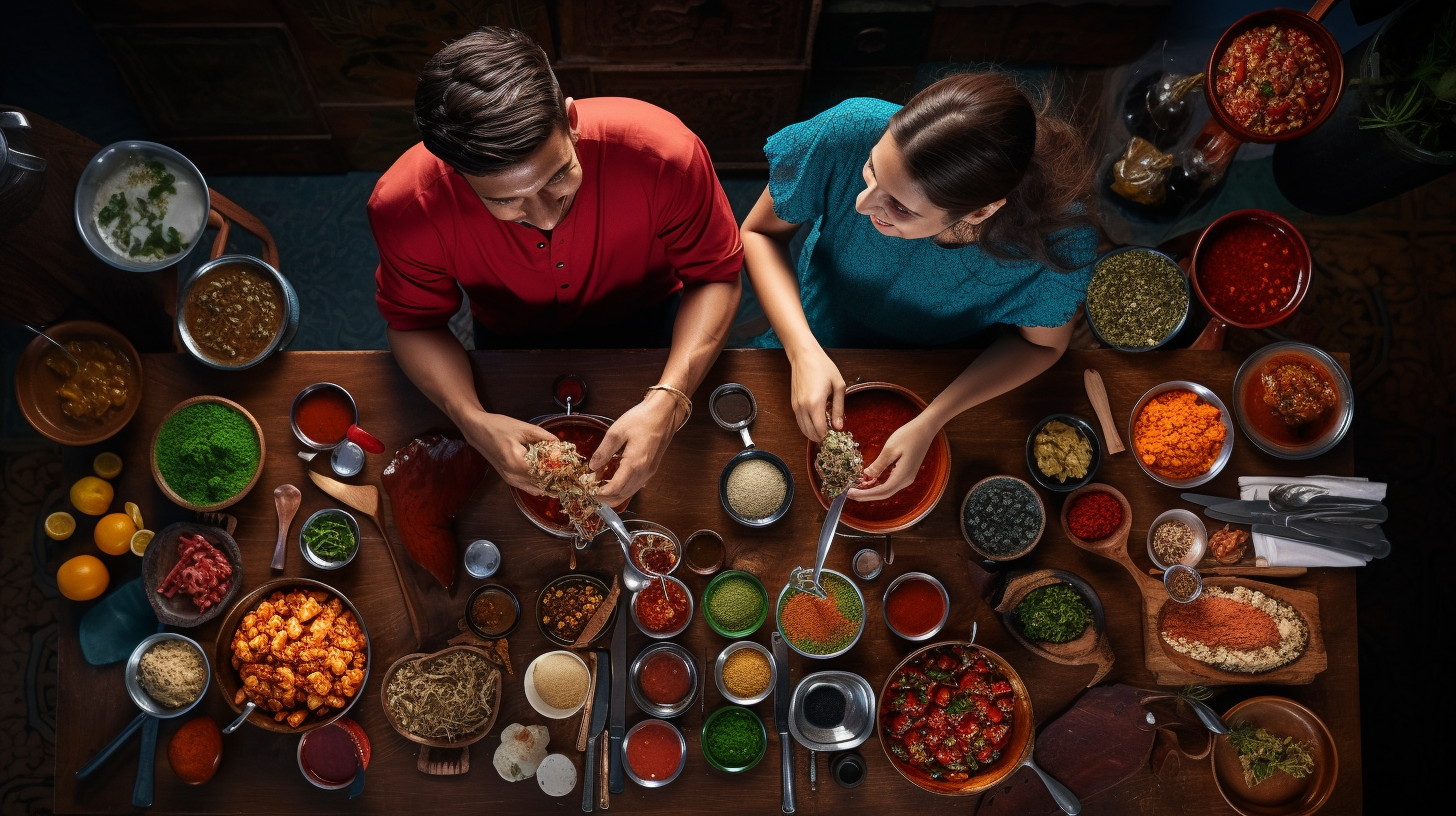 Indian siblings preparing delicious Mexican cuisine