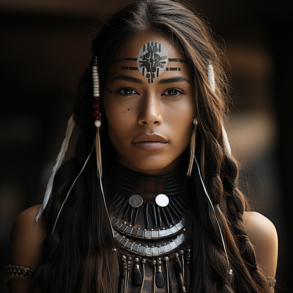 Beautiful Indian Cheyenne Woman Portrait