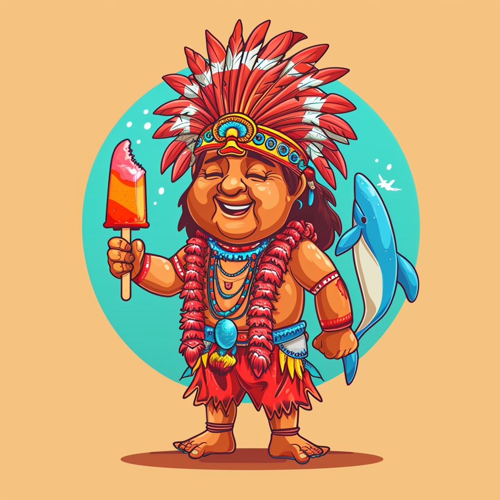 Indian Chief with Dolphin-shaped Popsicle