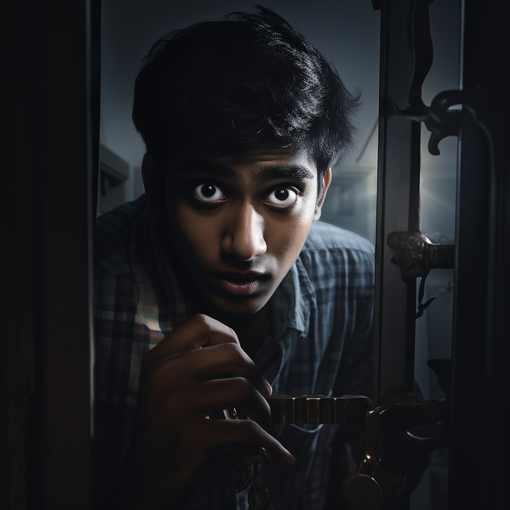 Indian college student trying to escape locked bedroom