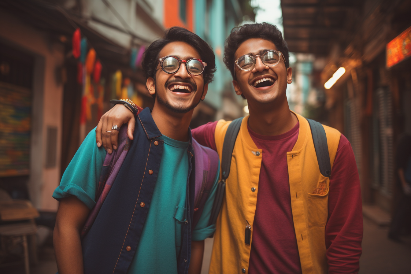 Indian college students with trendy eyeglasses