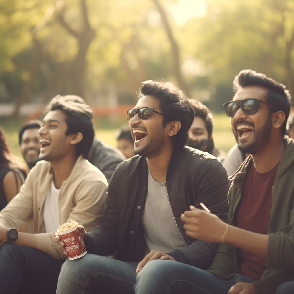 Indian college students enjoying snacks and laughter