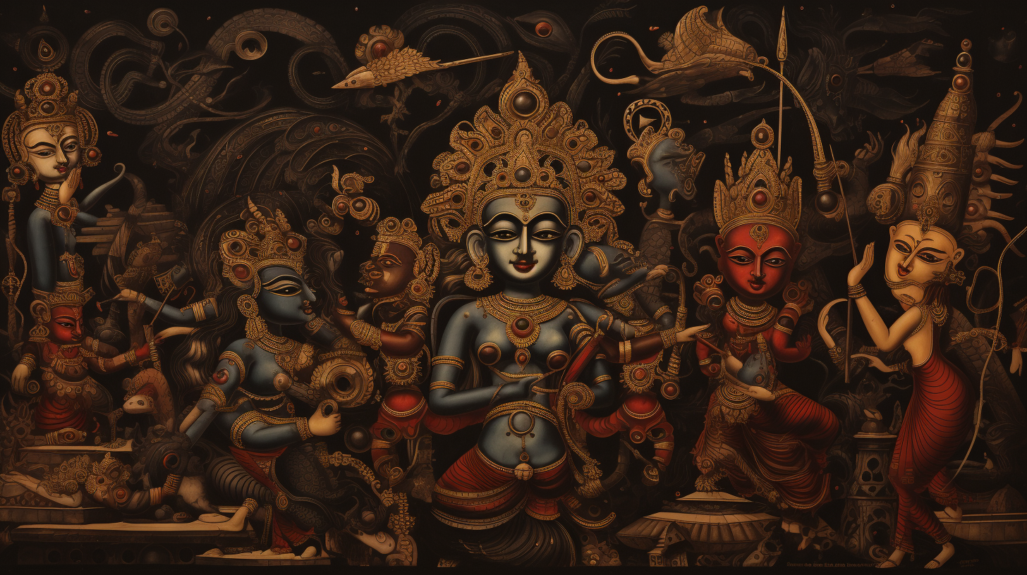 Exquisite Indian Complex Artwork with Divine Beings