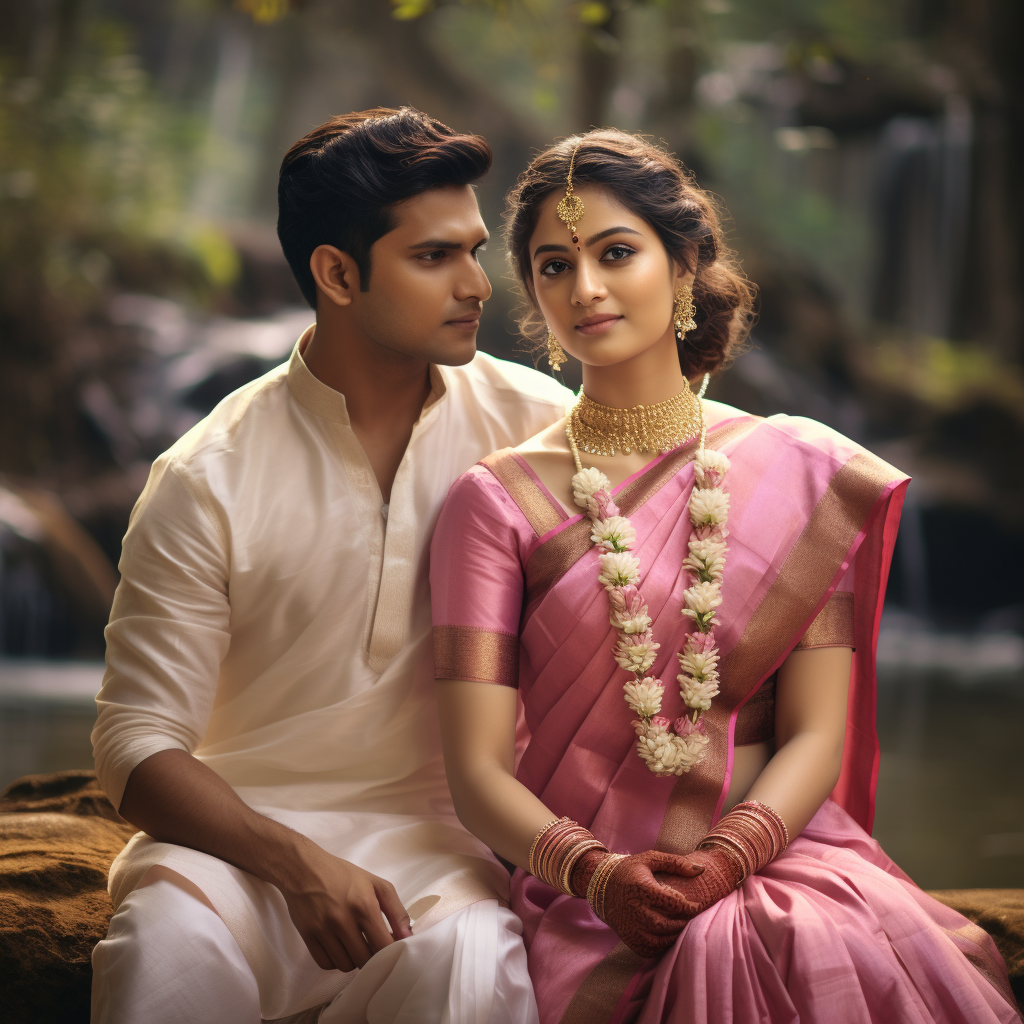 Indian couple in Brahmin traditional dress