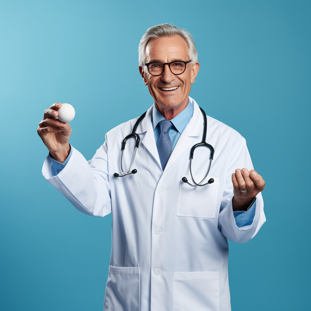 Indian doctor holding something isolated on blue background