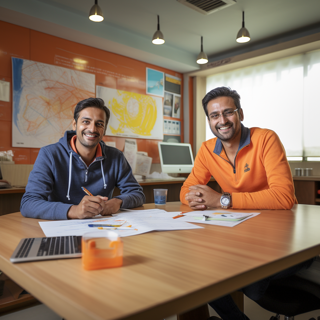 Two Indian entrepreneurs in a meeting room