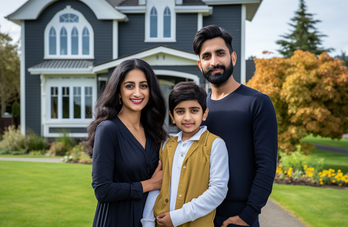 Indian family new house smiling