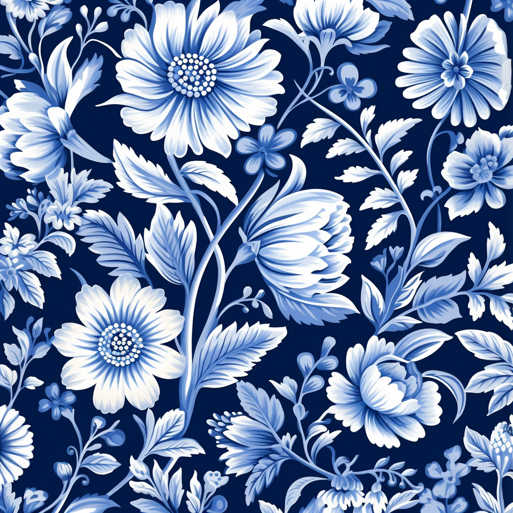 Indian floral clothing patterns in blue and white