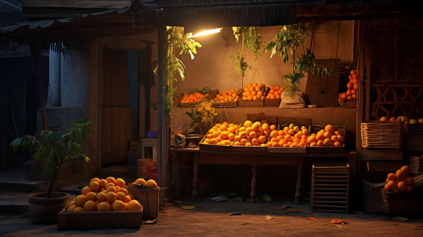 Fresh oranges at Indian fruits store