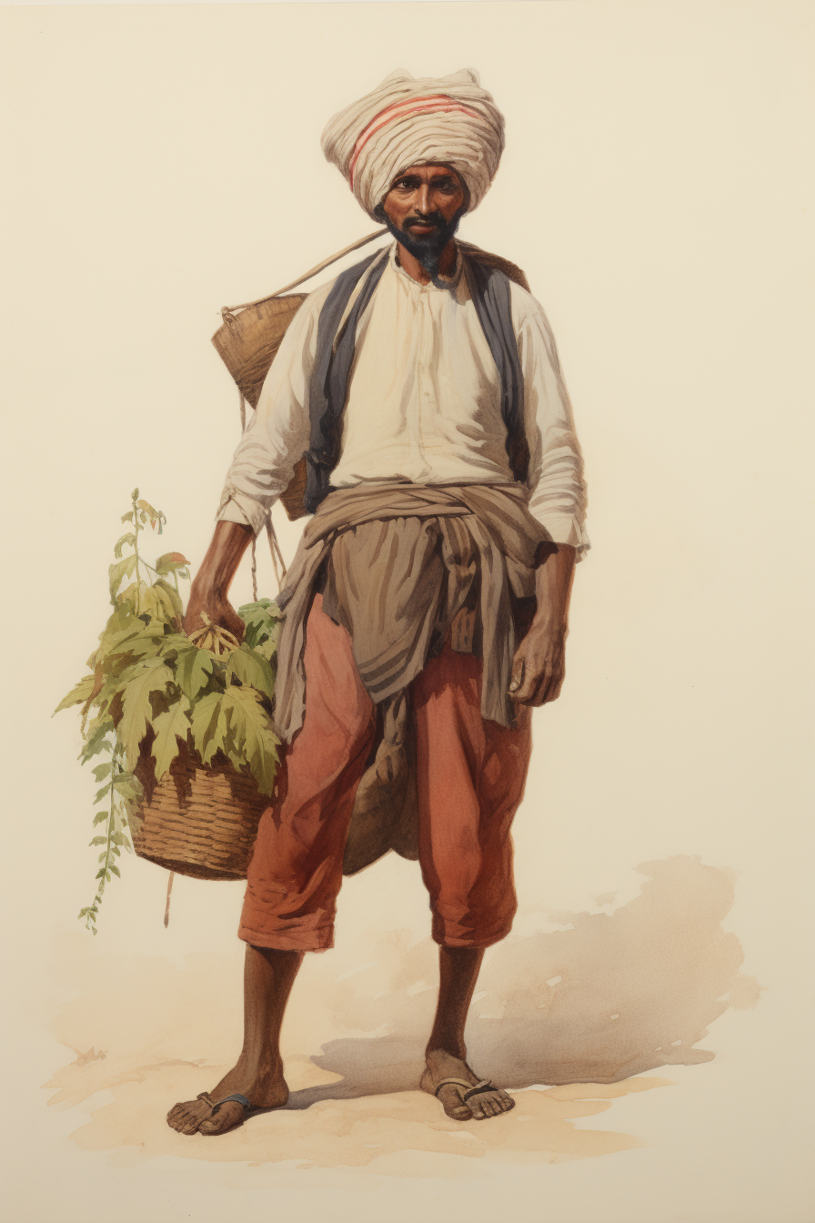 Indian gardener in David Roberts style