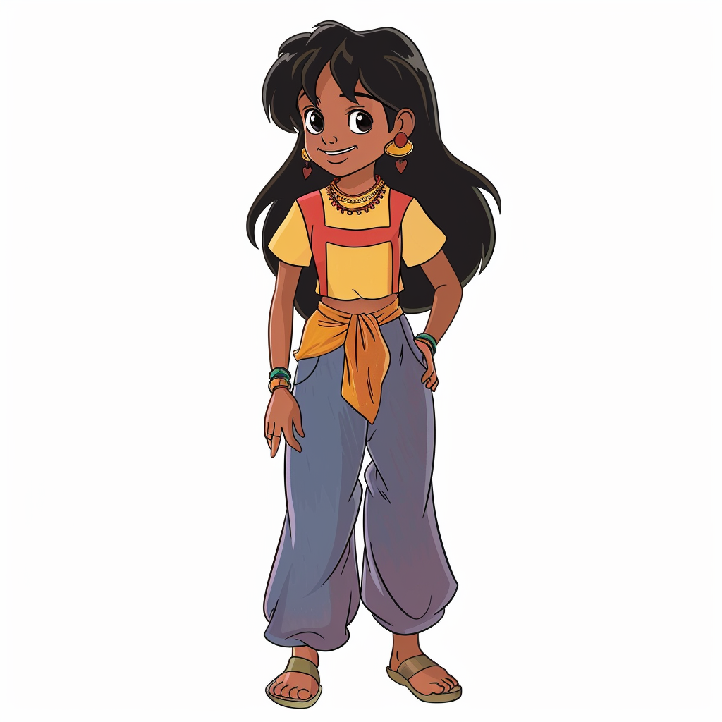 Indian girl in 90s animation style