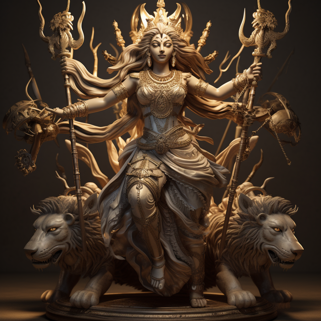 Realistic Indian Goddess Maa Durga Statue