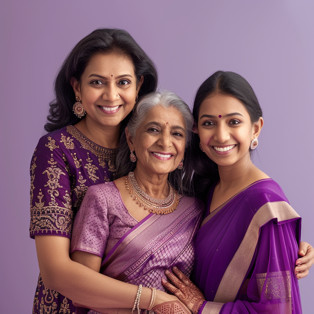 Three Generations Indian Family Portrait