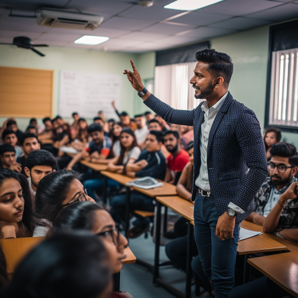 Indian influencer giving masterclass to college students