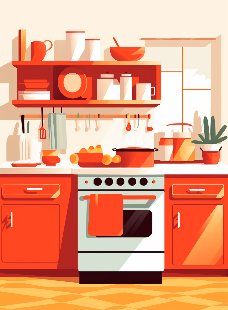 Minimalistic Indian Kitchen Vector Illustration