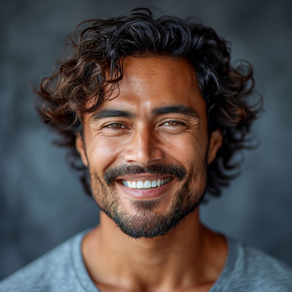 Indian male holding electric razor smiling