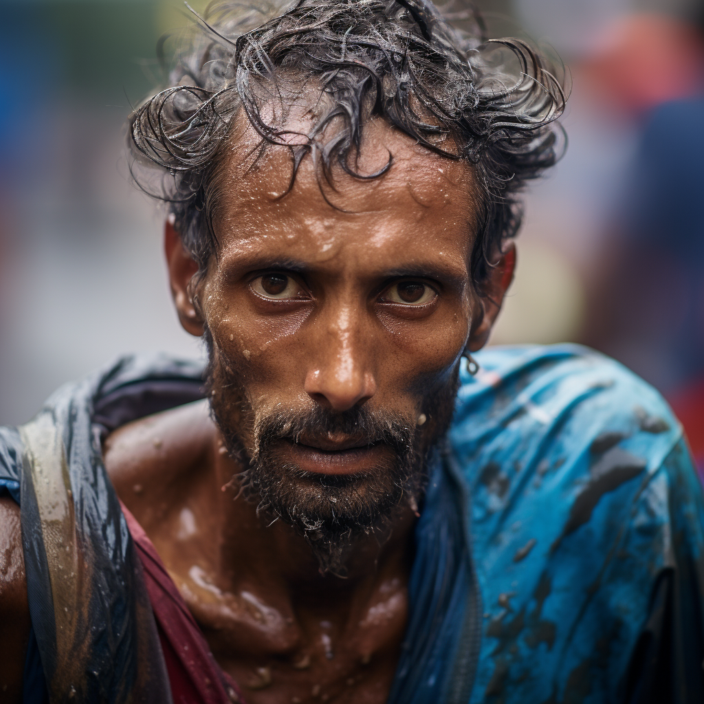 Close-up image of determined Indian marathon runner