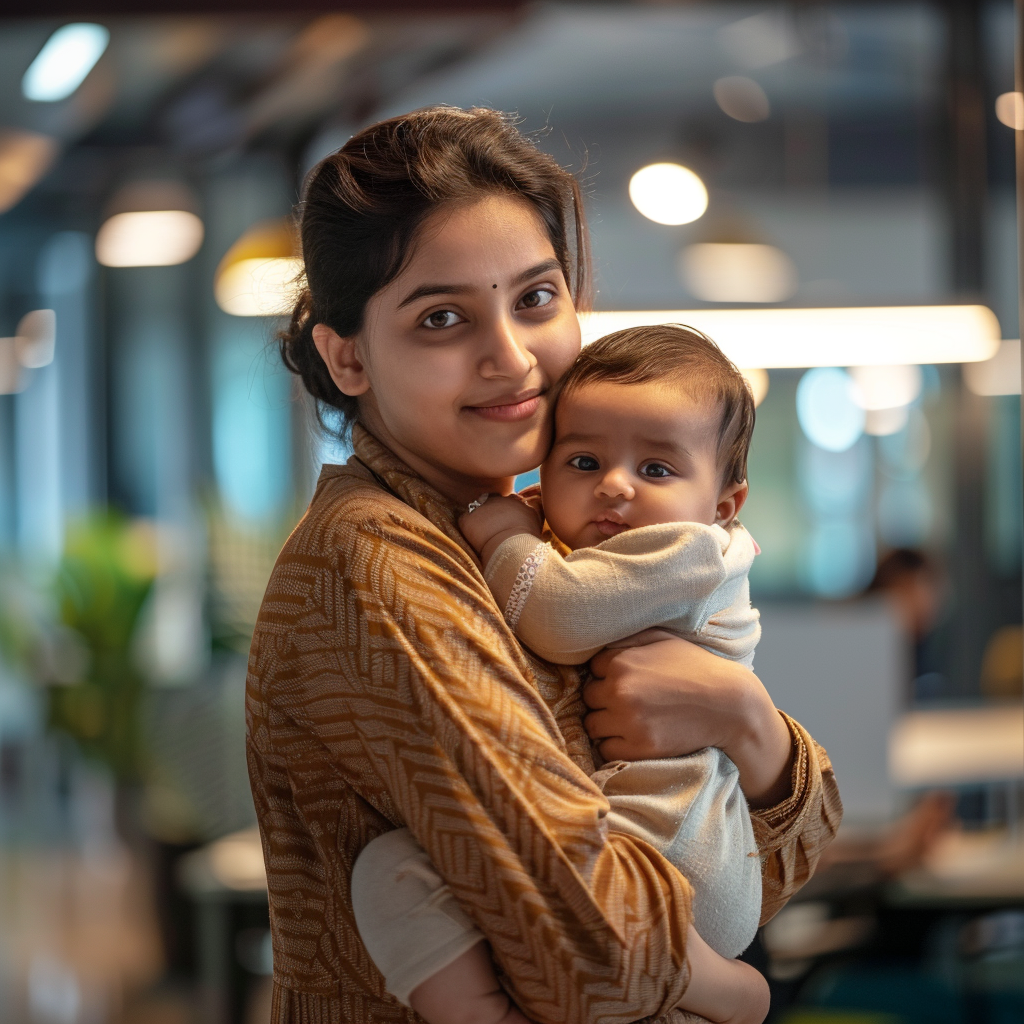 Indian mother playing with baby