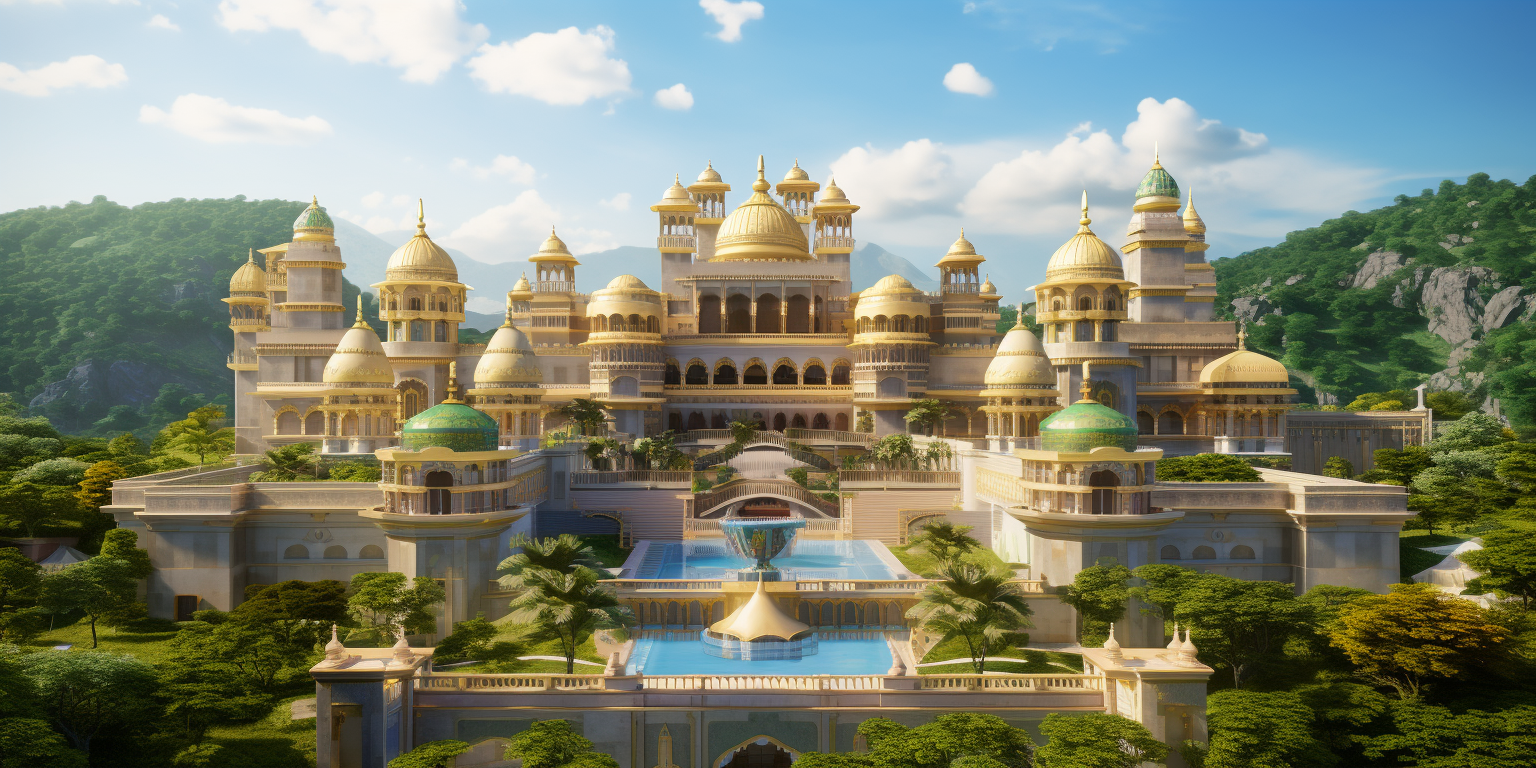 Beautiful Indian Palace Seen from Far Away