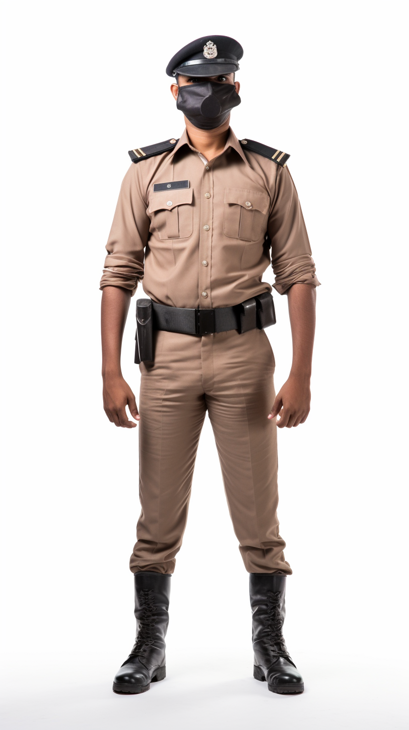 Indian police officer in mask