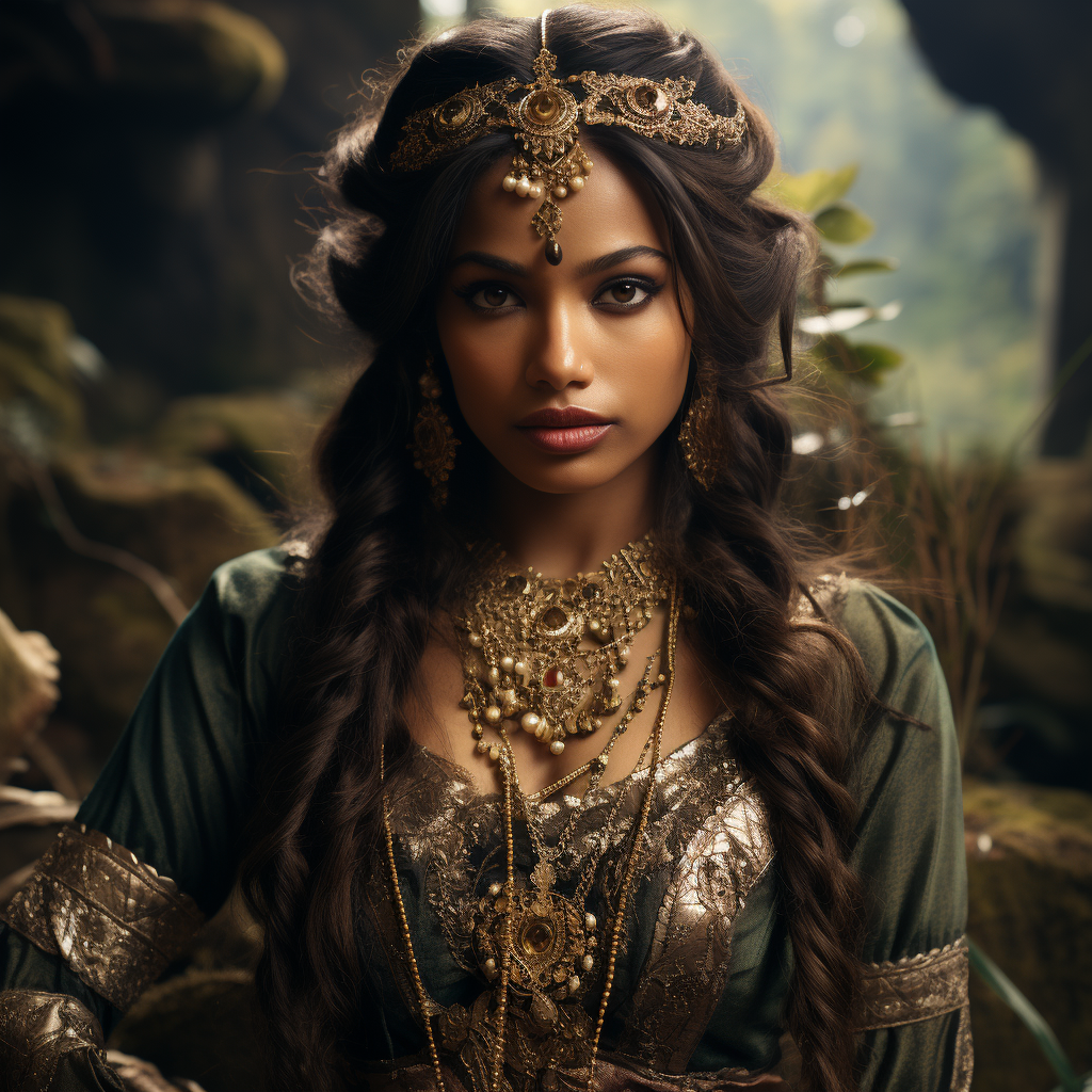 South Indian Princess in Dark Forest