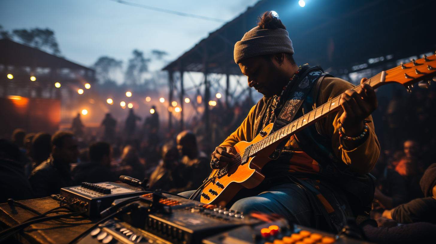 Indian musicians performing at a concert