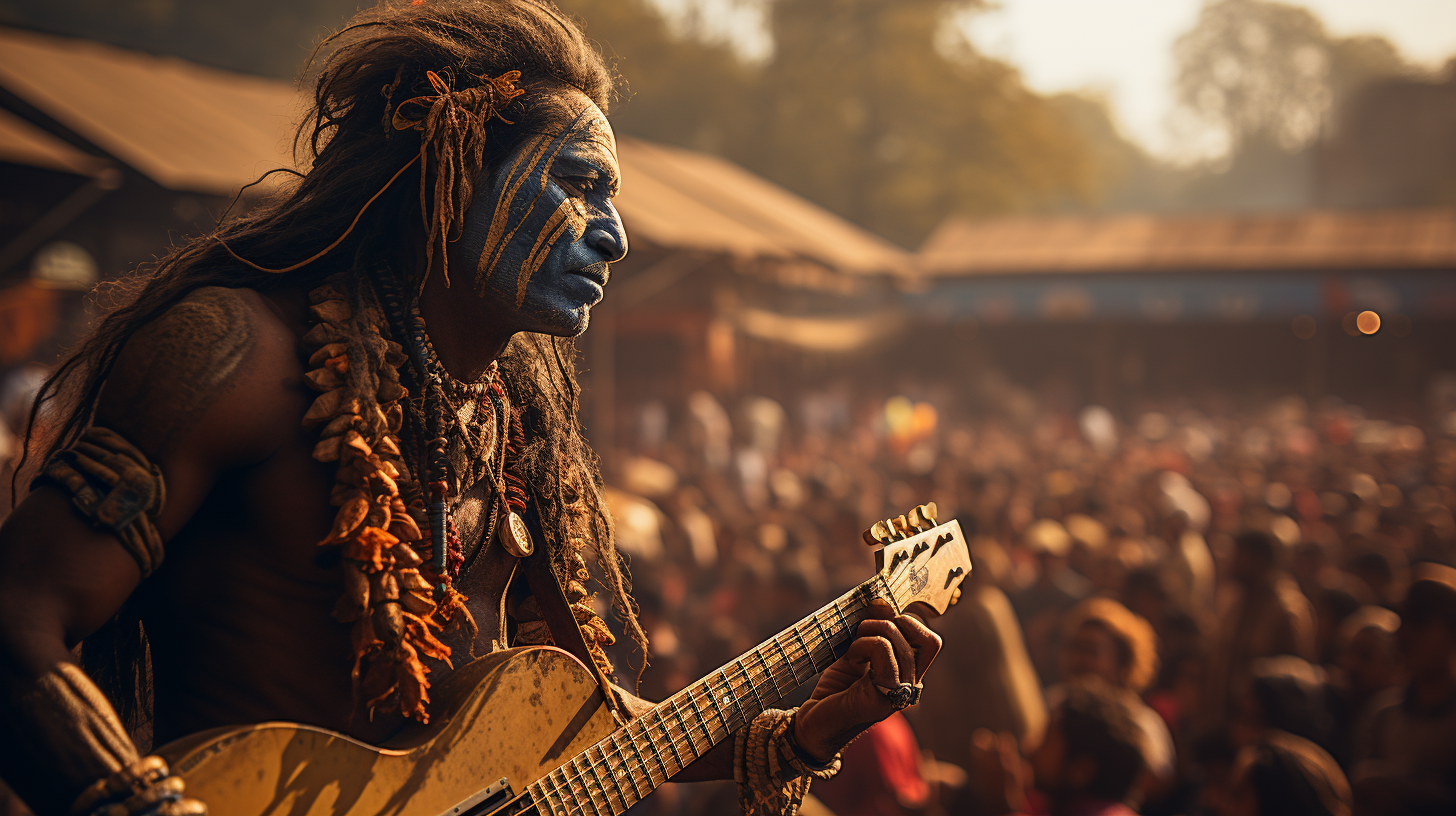 Indian rock concert with musicians on stage