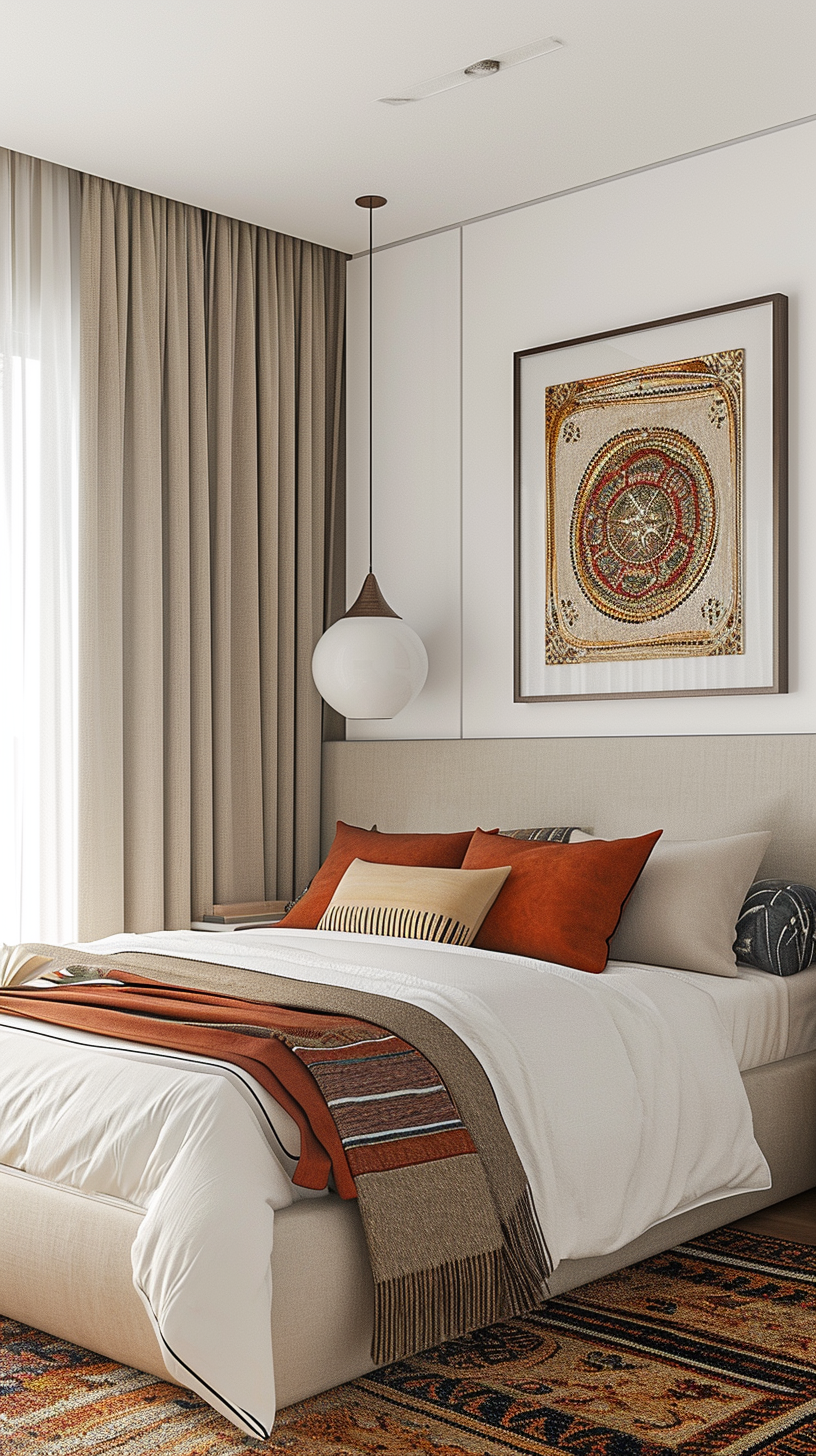 Indian style bedroom with rich warm tones