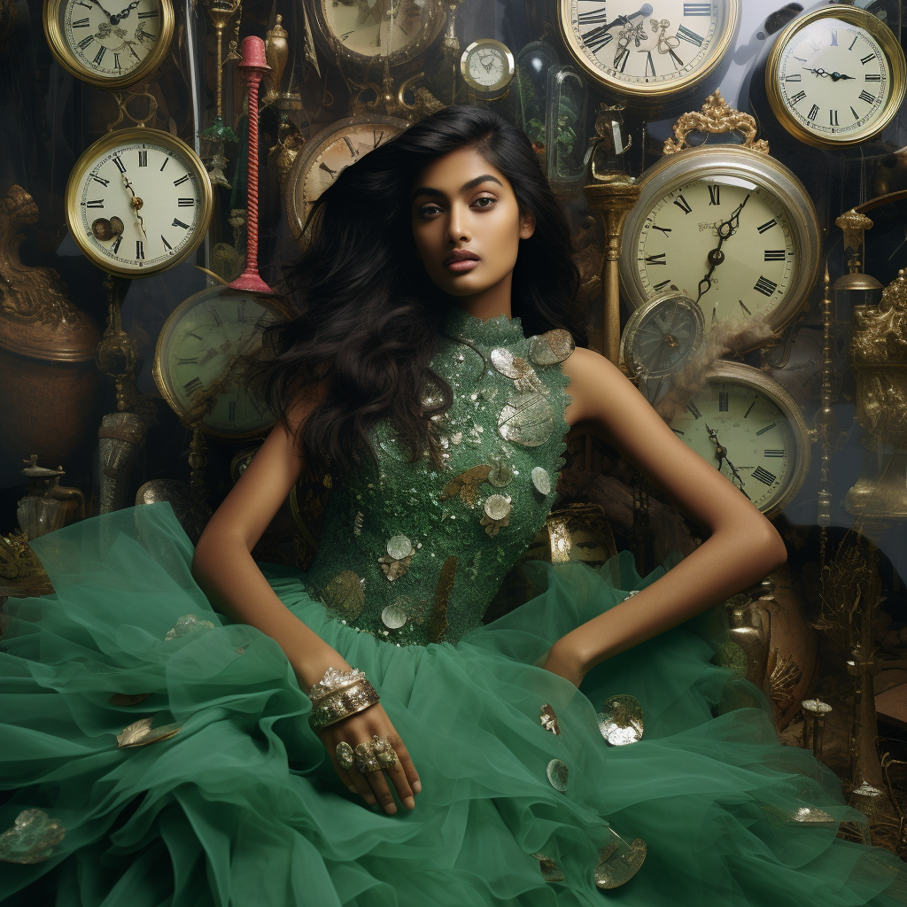 Indian supermodel Neelam Gill in Schiaparelli dress