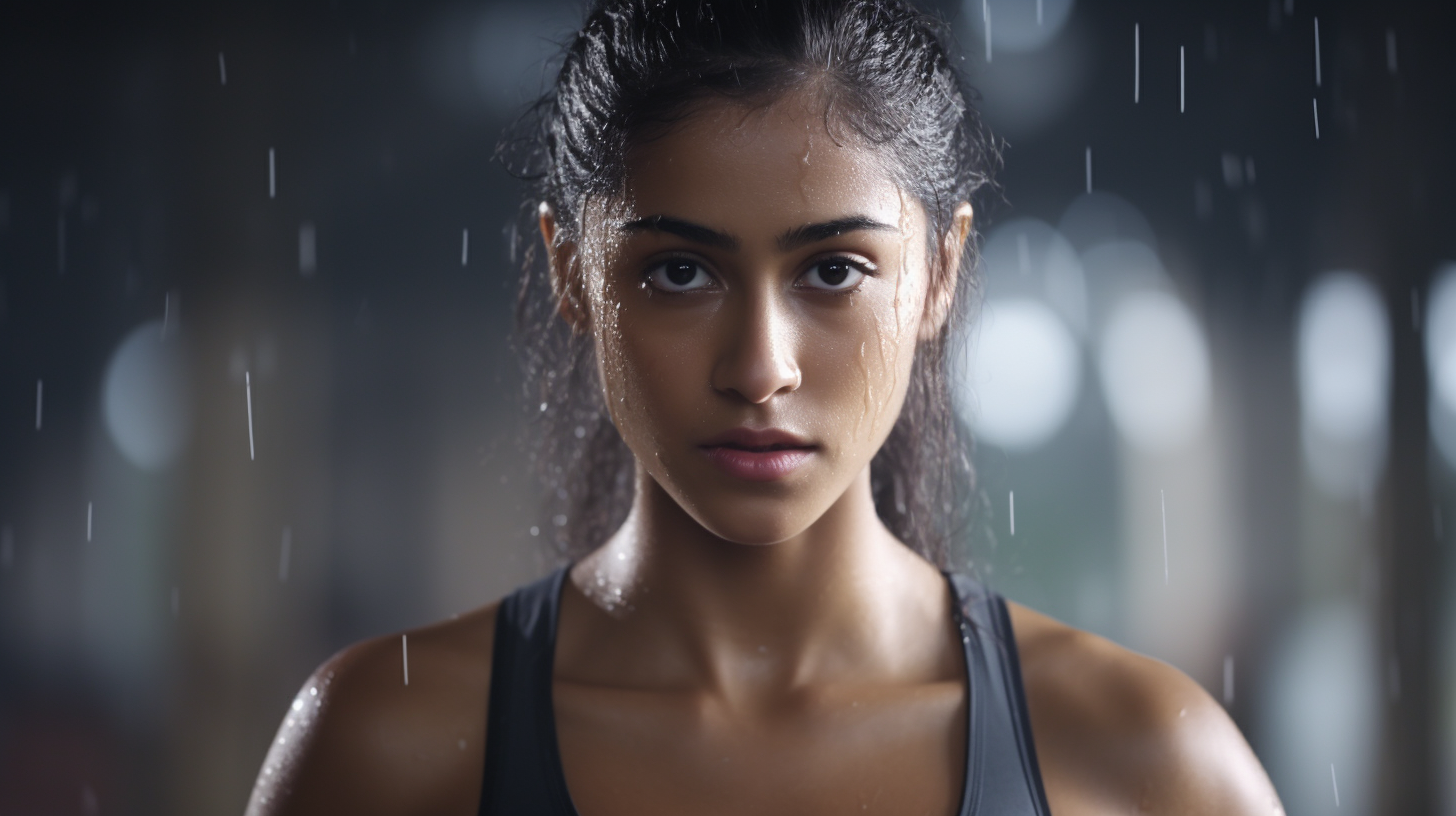 Indian teen girl sweating during gym workout