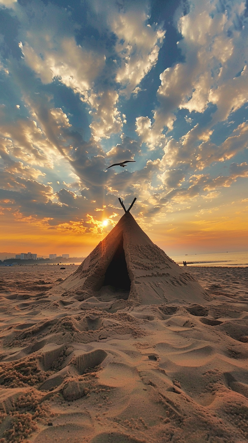 Sand Indian Tent Beach Sunset