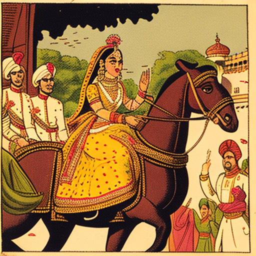 Indian couple on horse-drawn carriage